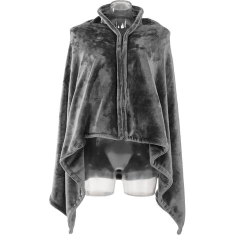 Couverture Chauffante Sherpa, Poncho Chauffant Portable en Peluche avec 3 Réglages de Chaleur pour Voiture Bureau Voyage Domicile Gris (1/5)