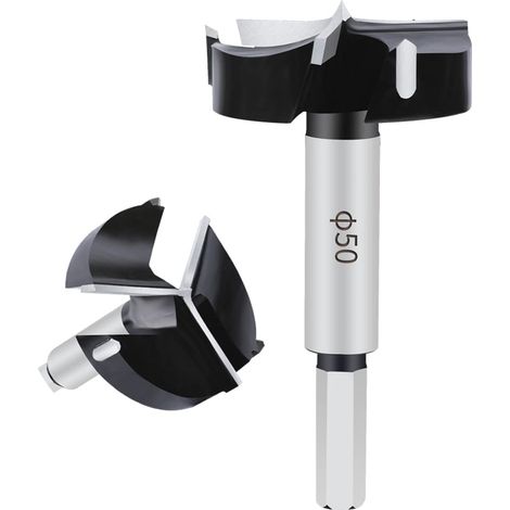 Mèche Forstner en carbure de tungstène de 50 mm pour bois dur et plastique, perceuse à bois, coupe-bois, kit d'outils pour bois et contreplaqué (1/5)