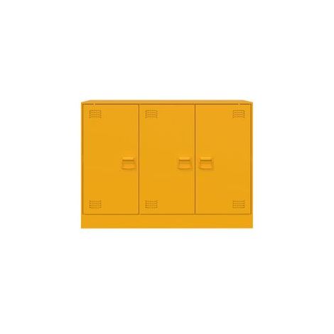 Meuble de rangement 3 portes en acier Lazard 99cm - Style Industriel-Jaune curry (1/5)