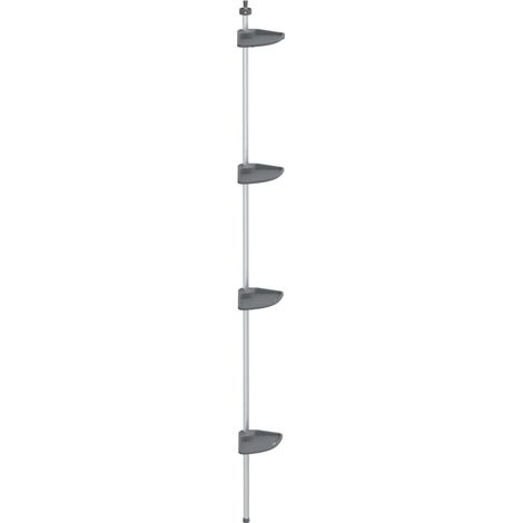 Estantería esquina ducha telescópica 4 estantes aluminio plata vidaXL