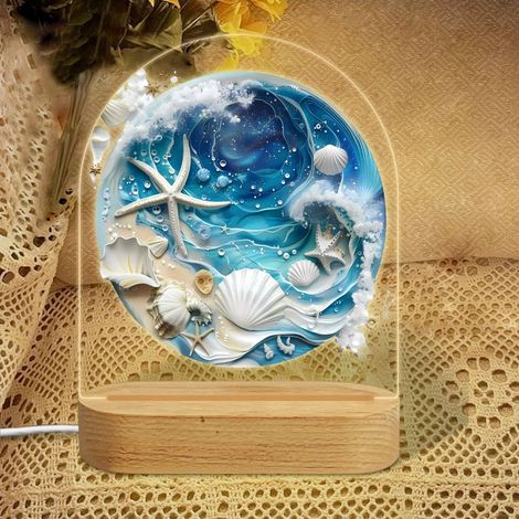 Bogenförmiges Nachtlicht mit Meeresmotiv, 3-farbige LED-Lampe, Kinderzimmerdekoration, Geschenk zur Babyparty (1/5)