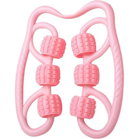 Appareil de massage des jambes à 360° pour la relaxation musculaire, anneau de massage, bâton de massage pour le yoga et le remodelage corporel, 4 roues, compatible avec le sport, rose-AquaForge