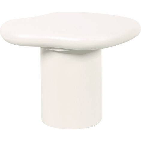Table basse ronde en béton brossé blanc plateau asymétrique (1/2)