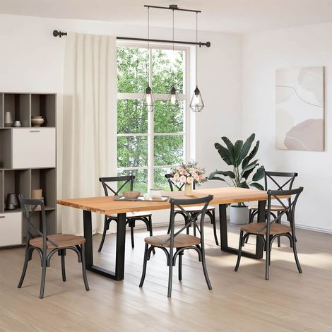 Maison Exclusive - Gambe per tavolo da pranzo a forma di V 2 pz nere 80x(72-73,3) cm in acciaio