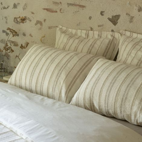 Taie d'oreiller 60x60 coton rayure blanc Terre de Nuit Olympe - OLYMPE (1/2)