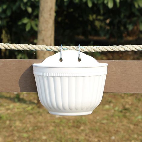 1pcs Pot de fleurs mural pour décoration extérieure de jardin, balcon, blanc, 21 cm (1/4)