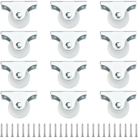 CCYKXA 12 Pcs Small Furniture Caster 25mm, Mini Directional Casters, Plastic and Metal Fixed Caster, Small Non-Swivel Screw-On Casters, for Furniture Trolleys Cabinet Wardrobe (1/5)