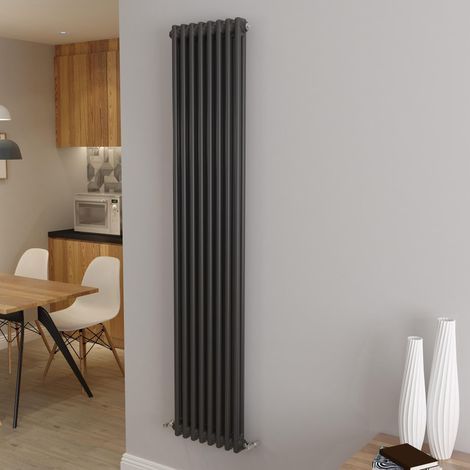 AICA Traditional Radiator Central Heating Cast Iron Style 2 Column Vertical 1800x380mm Anthracite