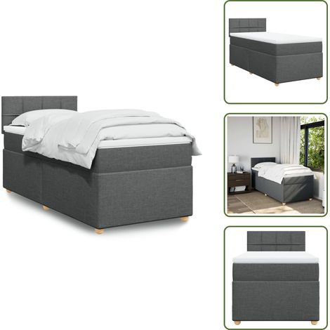 Boxspringbett mit Matratze Dunkelgrau 90x200 cm Stoff - Boxspringbett - Boxspringbetten - Bett - Schlafzimmermöbel (1/5)