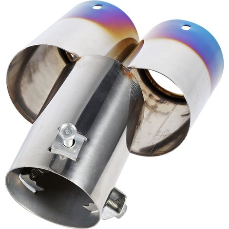 Embout de pot d'échappement universel en acier inoxydable, double sortie arrière pour voiture, tuyau de silencieux chromé, accessoire auto, 1 pièce (1/5)