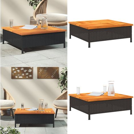 Table de jardin noir 70x70x25 cm résine tressée et bois acacia - Table De Jardin - Table Extérieure - Mobilier De Jardin - Table Ronde - Table Rectangulaire - Home & Living (1/5)