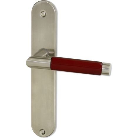 DT 2000 339610 Demi poignée de porte sur plaque cigarillo porcelaine Chocolat inox mat sans trou (1/2)