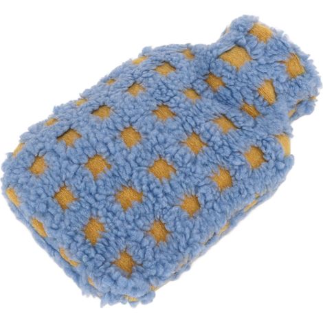 Bouillotte en peluche 1000ml, anti-brûlure, couverture douce, idéale maison voyage bureau, bleu clair, sac eau chaude réutilisable. (1/5)