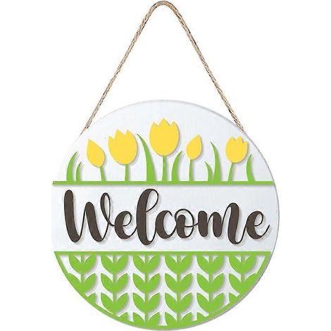 Panneau de porte rond « Bienvenue au festival du miel » et « Printemps »