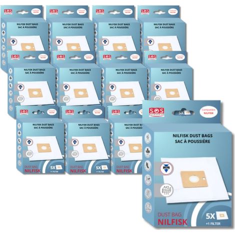 Ersatzteil - Set 12 Boxen à 5 Beuteln mit 1 Vorfilter COUPE/COMPACT/GO/FORCE - - NILFISK, FAKIR