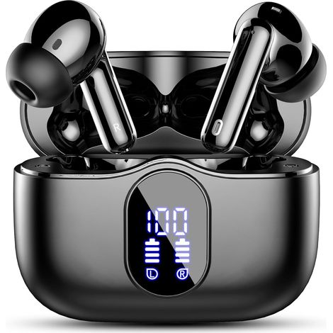 par de auriculares inalámbricos, Bluetooth 5.3, cancelación de ruido, resistencia al agua IP7, para deportes y viajes. (1/5)