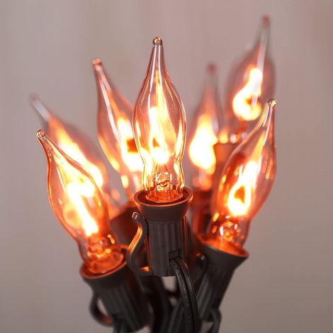 Halloween-Lichterkette für den Innenbereich mit 10 klaren C7-Glühbirnen mit flackerndem Flammeneffekt, 3,9 Meter, für den Innen- und Außenbereich. (1/5)