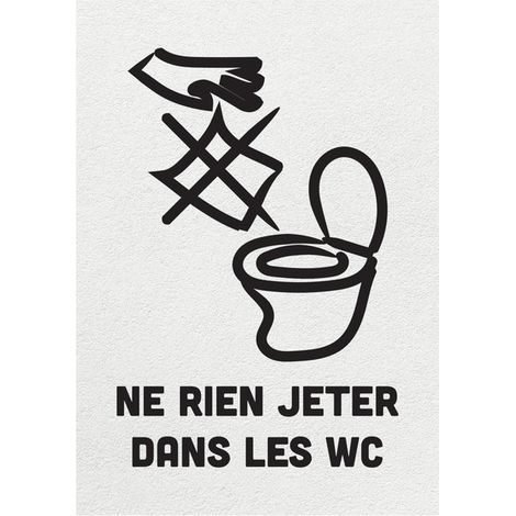 Panneau PVC "NE RIEN JETER DANS LES TOILETTES" fond blanc format A5 (1/3)