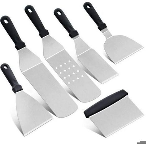 Spatule Barbecue - Acier Inoxydable 6 Pièces - Pour Grill Gaz Charbon Fumoir - Lot Cuisine Extérieur (1/4)