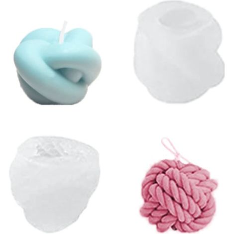Lot de 2 moules à bougie 3D en silicone, motif boule texturé