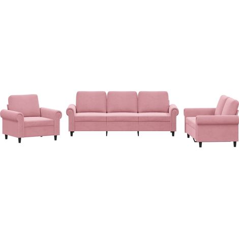 Maison Exclusive - Set di Divani 3 pz con Cuscini rosa in Velluto