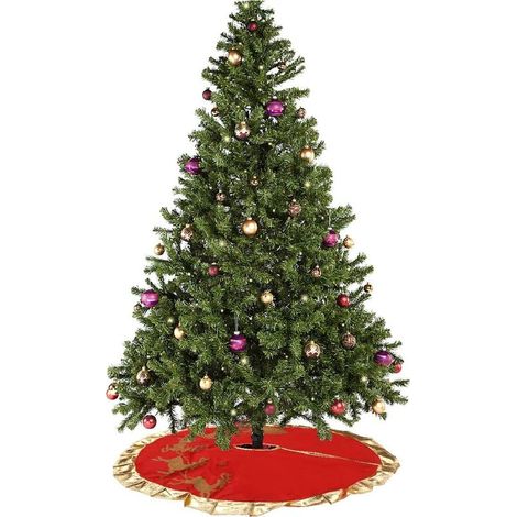 Jupe Arbre de Noël Rouge 90cm,Ornements De Sapin De Noël Tapis de Sapin de Noël(Renne-90cm) (1/5)