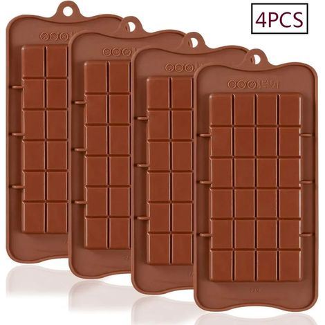 Moldes de Chocolate Rombibles, Juego de 4 Unidades, Calidad Alimentaria, Revestimiento Antiadherente, Silicona, Moldes para Barras de Proteínas y Energía (1/4)