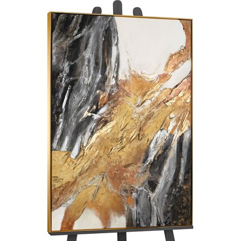 Gemälde Goldene Symphonie II Rahmen Gold 120x80 cm (1/5)