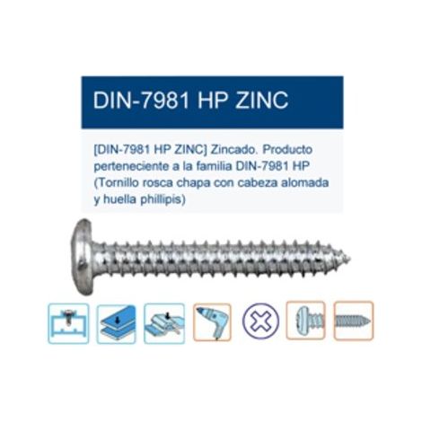 7981 HP - PHILLIPS. ZINCATO 3,5X016,0 ( 500 u.)