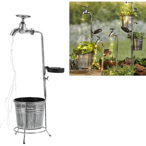 Lampe de jardin solaire d'extérieur étanche avec robinet en métal, statue lumineuse durable pour cour, pelouse ou balcon (1/5)