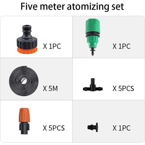 Kit d'irrigation par buse de pulvérisation (5 m) avec tuyau PE 4/7 et raccord (1/5)