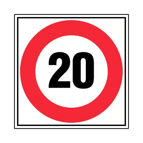 Panneau Limite de vitesse à 20 km/h - Rigide 480x480mm - 4010113