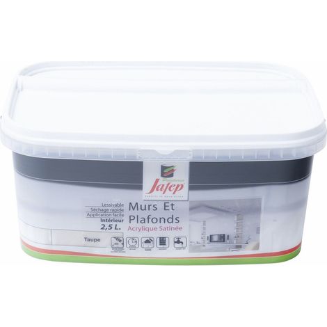 Peinture mur et plafond satinée taupe 2,5L Jafep (1/4)