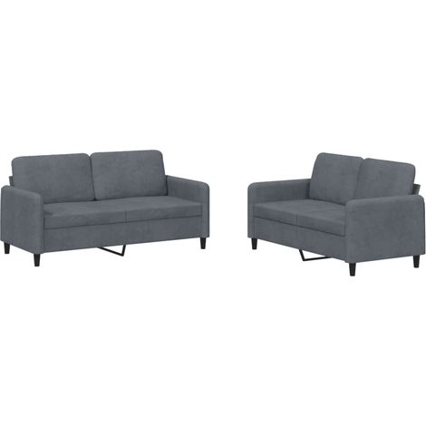 Maison Exclusive - Ensemble de canapés 2 pcs gris foncé velours (1/5)