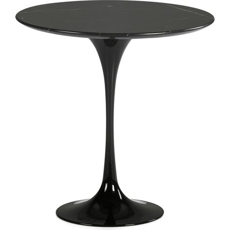 Table d'appoint ronde marbre et fibre de verre noir Ravies (1/2)