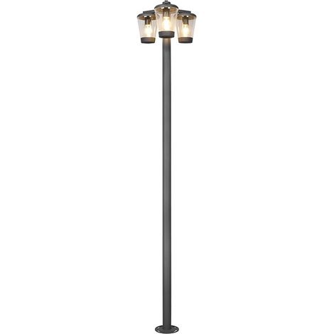 CAVADO PALO ALTO DA ESTERNO ANTRACITE CON 3 DIFFUSORI TRASPARENTI IP44 H. 220CM 3 LUCI ATTACCO E27 (1/5)