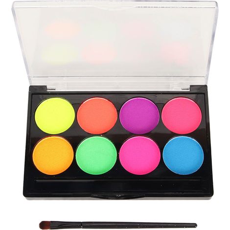 Kit de peinture faciale Halloween 8 couleurs vives phosphorescentes, maquillage à l'eau pour fête, cosplay, corps et visage (1/5)