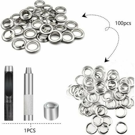 Trousse à Oeillets pour Bâche, Diamètre Intérieur 12mm, 100pcs, Ensembles Oeillets pour Toile Bâche, Chaussures, Vêtements, Chapeau