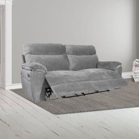 Divano 3 posti recliner elettrico tessuto grigio Boston 200x100x102H (1/5)