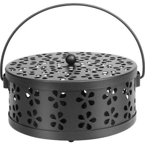 Support Bobine Moustique Porte-Spirale Anti-moustiques Porte-encens Portable Conteneur de Boîte Mosquito Porte-encens en Métal Brûleur D'encens pour Patio Extérieur à Maison, (noir) (1/4)