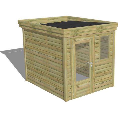 ABRI DE JARDIN bois Pin autoclave 27mm - 2,14x2,64m / 5,7m2 - Bac acier - Abri Français