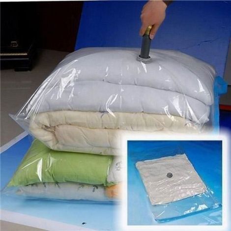 Housses de rangement sous vide - - Lot de 5 - Etanche - 100x80 cm - Transparent (1/4)