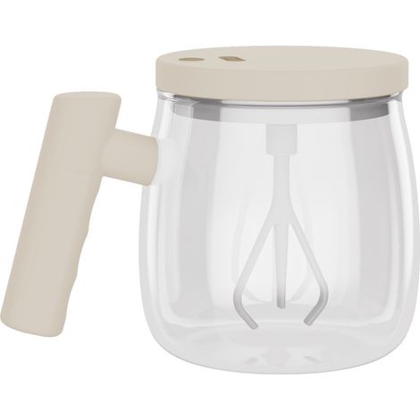 Mug électrique en verre avec agitateur automatique, grande capacité de 400 ml, portable et connecté en USB, idéal pour le bureau et la maison. (1/5)