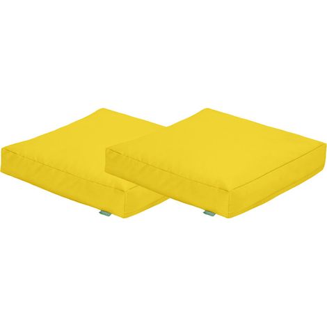 Gardenista - Cuscino per esterni, cuscini da pavimento resistenti all'acqua per giardino, 60x60x10 cm comodo cuscino per sedia da giardino - Giallo 2pz (1/4)