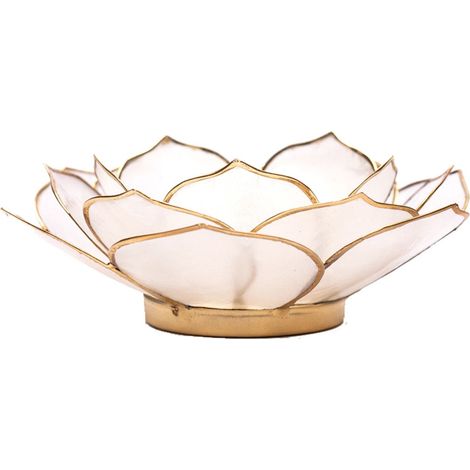 Porte Bougie Pétales de Lotus naturel et Or