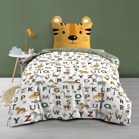 Housse de couette 140x200 + 1 taie TIGRY 100% coton (1/5)