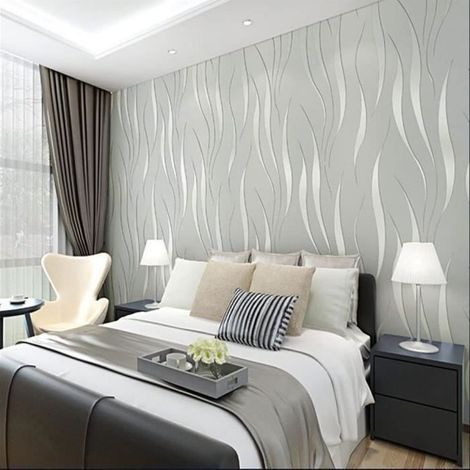 Papiers peints 3D modernes en Matériaux sains et insipides revêtement mural pour Salon TV Fond 9.5M X 0.53M Gris Argenté (1/4)