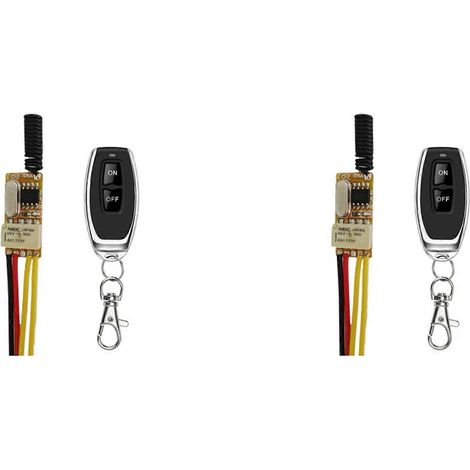 Deux interrupteurs miniatures de télécommande RF, 433 MHz, 4,2 V, 4,5 V, 5 V, 6 V, 7,4 V, 9 V, 12 V. Petit interrupteur sans fil à contact de relais, interrupteur miniature normalement ouvert/normalem (1/5)