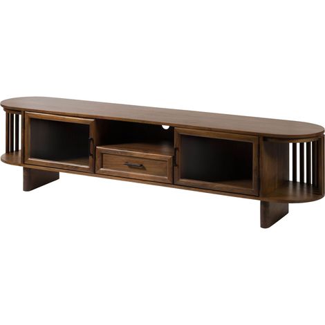 Mobile Tv in legno di acacia 200x40x50 laccato naturale MADRID 70