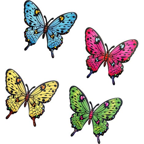 Adornos de pared de mariposas metálicas, paquete de 4